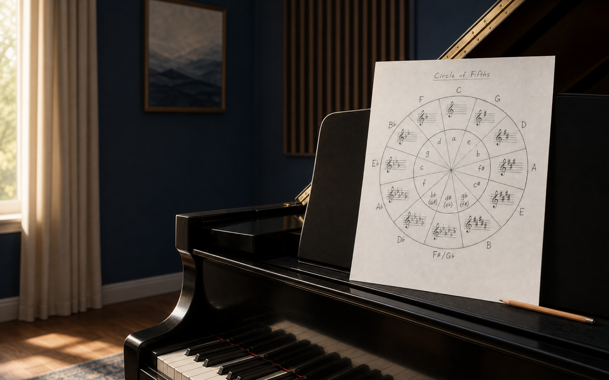 Sheet music on a piano stand